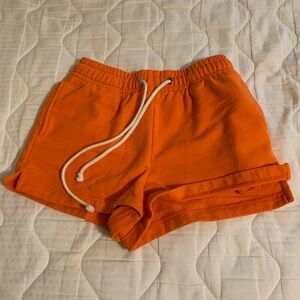 Neon orange drawstring shorts
